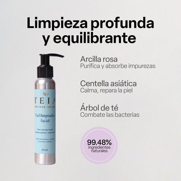 Gel limpiador facial Centella Asiática - TEIA Cosméticos cosmética natural clean beauty