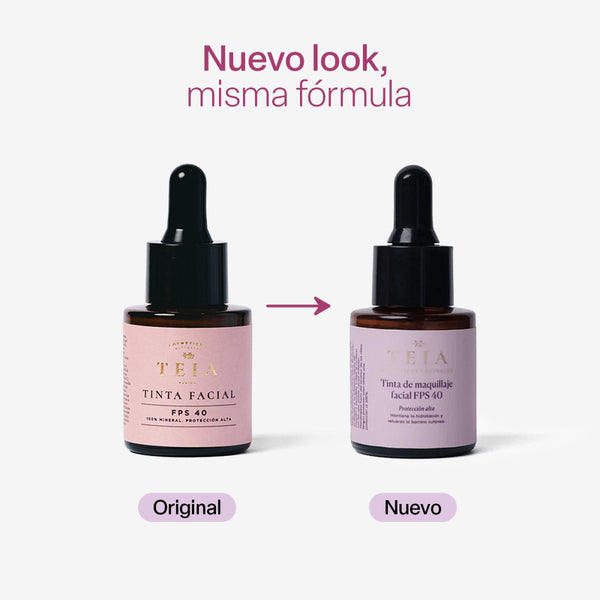 Tinta Facial de Maquillaje FPS 40 - TEIA Cosméticos cosmética natural clean beauty #00muyclaro #01claro #02medio #03bronceado #shared